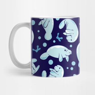 Cute Manatee Blue Pattern Mug